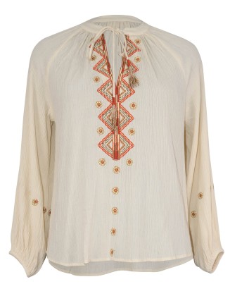 Colorful Geometric Embroidery Blouse