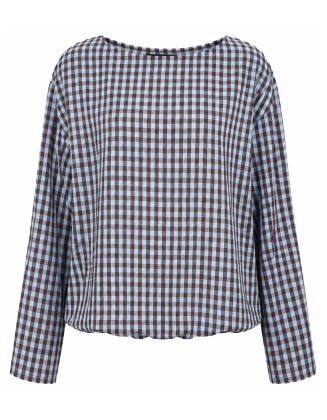 Long Sleeve Gingham Top
