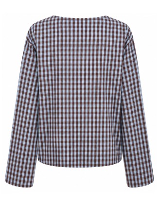 Long Sleeve Gingham Top