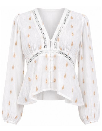 Embroidered Lace Insert Top