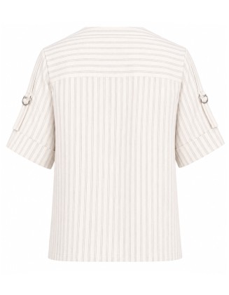 Roll-Up Sleeve V-Neck Top