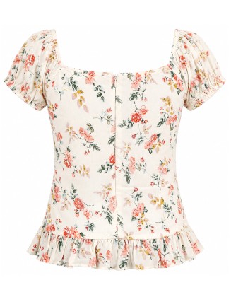 Floral Gathered Crop Top