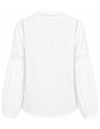 Lace Insert White Top