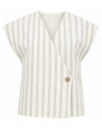 Ivory Striped Wrap Top