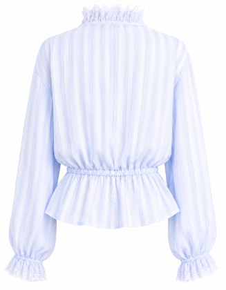 Elegant Stripe Drawstring Blouse