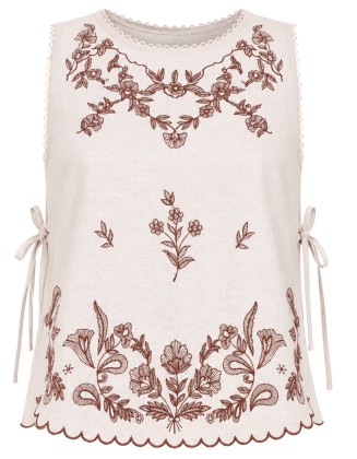 Floral Embroidered Sleeveless Blouse