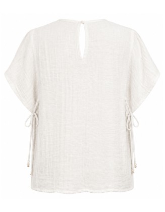 White Embroidered Cotton Blouse