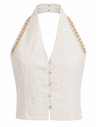 Button-Up Halter Neck Top