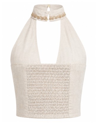 Button-Up Halter Neck Top