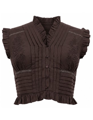 Pintuck Embroidered Top
