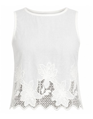 White Floral Embroidered Top