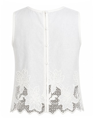 White Floral Embroidered Top