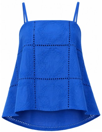 Royal Blue Embroidered Square Neck Cami Top
