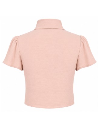 Blush Pink Bow-Tie Blouse
