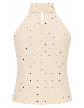 Ivory Polka Dot Bow-Neck Top