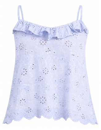 Light Blue Eyelet Ruffle Cami Top