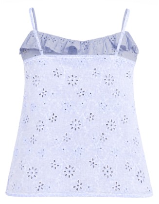 Light Blue Eyelet Ruffle Cami Top