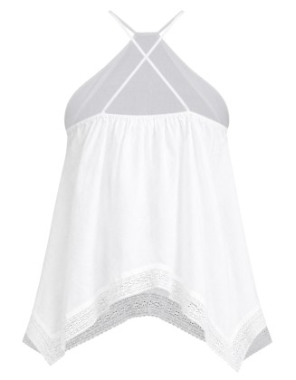 White Eyelet Embroidered Halter Top