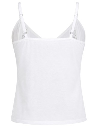 White lace-up camisole top