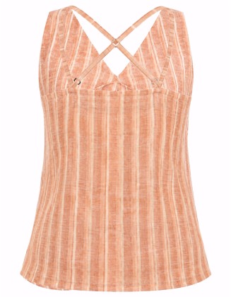 Orange Striped Cross-Back Sleeveless Cami Top