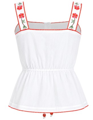 White Embroidered Floral Top