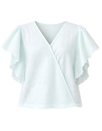 Ruffle Sleeve Wrap Style Blouse