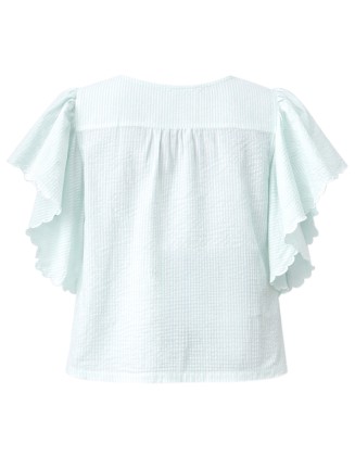 Ruffle Sleeve Wrap Style Blouse