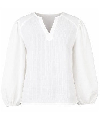 V Neck Full Sleeve White Top