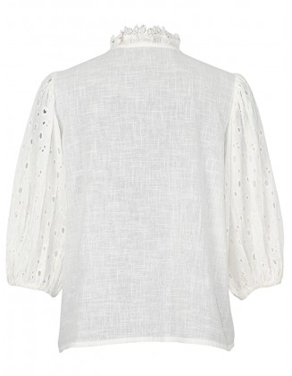 Floral Lace Trimmed Blouse with Frills