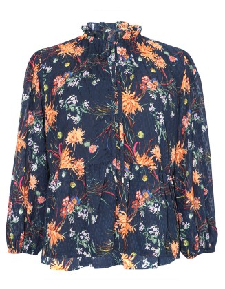 Tropical Print Top with Drawstring