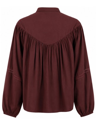  Burgundy Embroidered Blouse