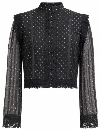 Black sheer long-sleeve blouse