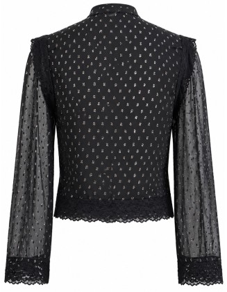 Black sheer long-sleeve blouse