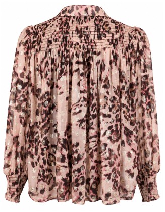 Blush Pink Leopard Print Button-Down Blouse