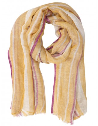Stripe Scarf With Row Fringes