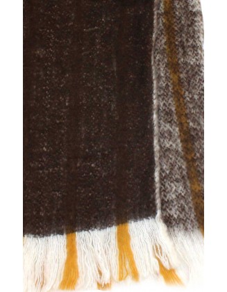 Stripe Blanket Scarf With Raw Fringes