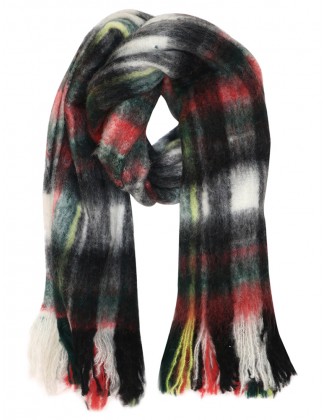 Wool Blend Multi Color Check Scarf