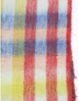 Multi-Color Blanket Check Scarf with Row Fringes