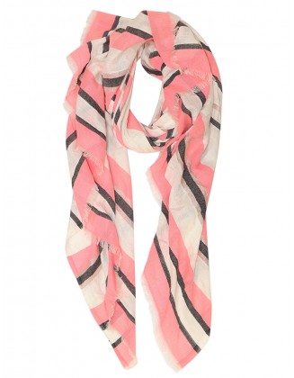 Neon Color Stripe Scarf with Raw Edges