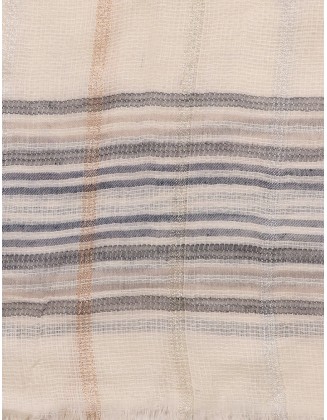Stripe  Scarf With Raw Fringes