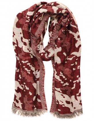 Animal Jacquard Scarf With Row Fringes