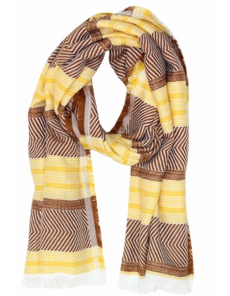 Stripe Scarf With Raw Fringes