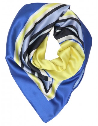 Printed Scarf With Blue Border
