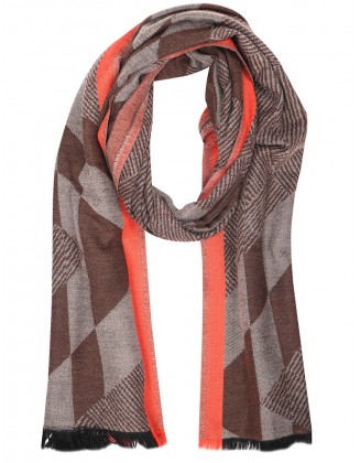 Geometrical Jacquard woven scarf in melange look