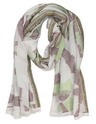 Animal Jacquard Scarf With Row fringes