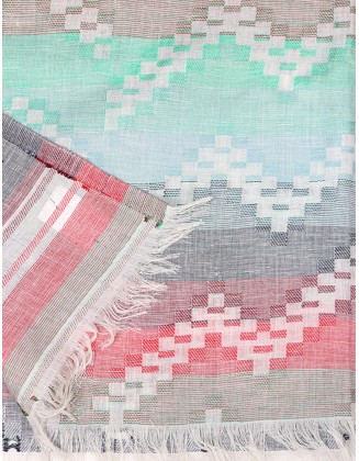 Geometrical Jacquard Scarf With Row fringes