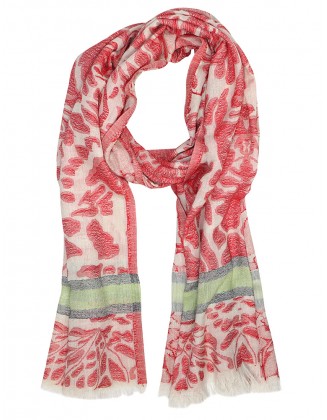 Animal Jacquard Scarf With Row fringes
