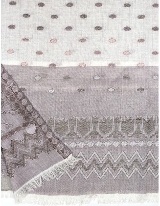 Geometrical Jacquard Scarf With Row fringes