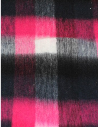 Multi Color Big Check Blend Scarf With Knotted Fringes