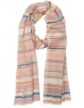 Multi-Color Stripe Scarf with Row Fringes